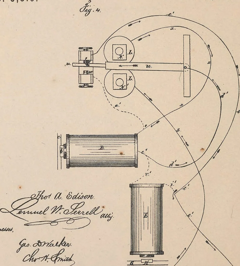 An illustration from Collection of United States patents granted to Thomas A. Edison, 1869-1884, 1869, leaf 327