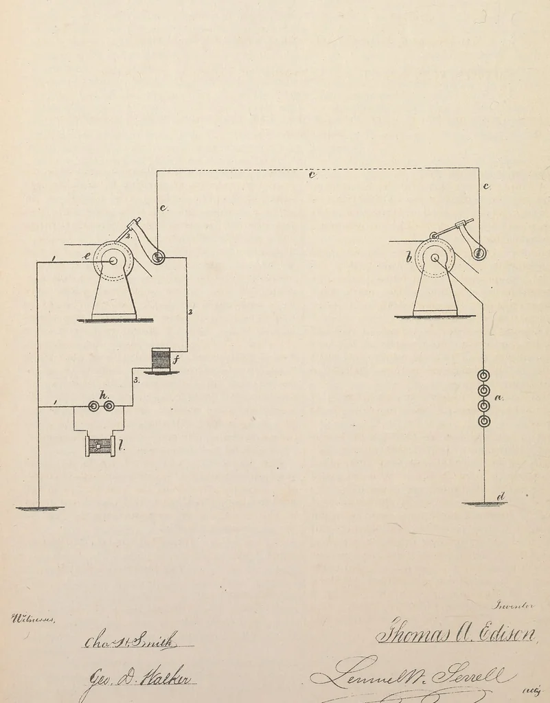 An illustration from Collection of United States patents granted to Thomas A. Edison, 1869-1884, 1869, leaf 341