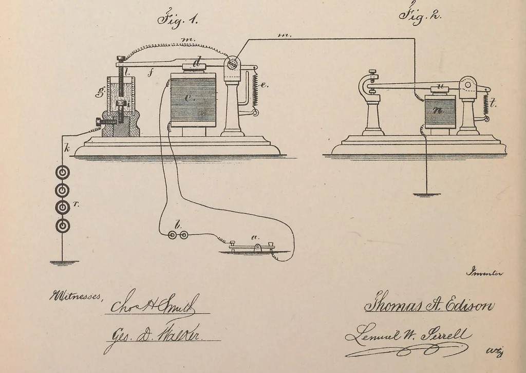 An illustration from Collection of United States patents granted to Thomas A. Edison, 1869-1884, 1869, leaf 363