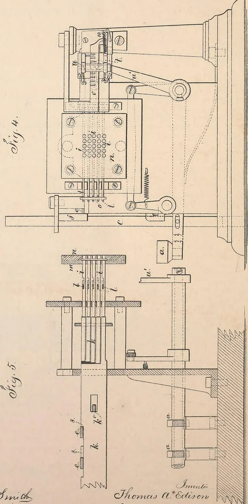 An illustration from Collection of United States patents granted to Thomas A. Edison, 1869-1884, 1869, leaf 415