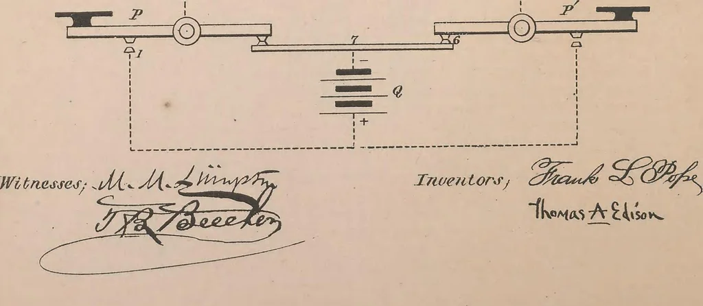 An illustration from Collection of United States patents granted to Thomas A. Edison, 1869-1884, 1869, leaf 47
