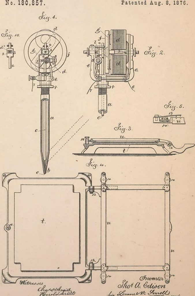 An illustration from Collection of United States patents granted to Thomas A. Edison, 1869-1884, 1869, leaf 503