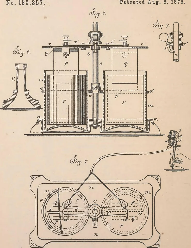An illustration from Collection of United States patents granted to Thomas A. Edison, 1869-1884, 1869, leaf 505