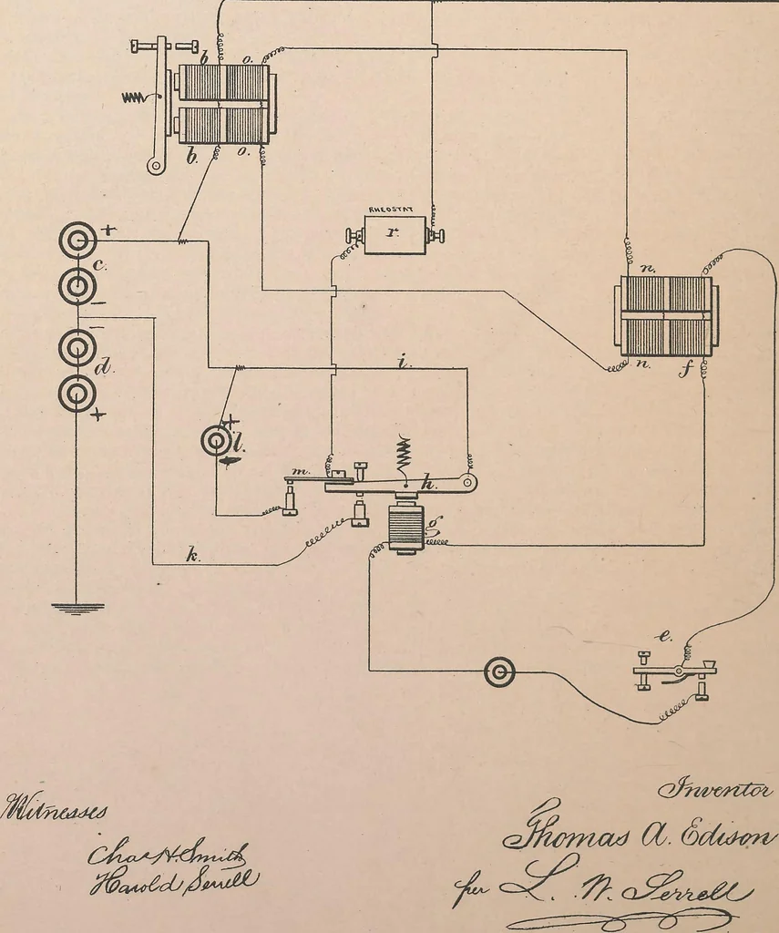 An illustration from Collection of United States patents granted to Thomas A. Edison, 1869-1884, 1869, leaf 509