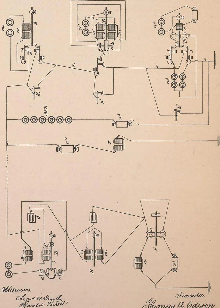 An illustration from Collection of United States patents granted to Thomas A. Edison, 1869-1884, 1869, leaf 523