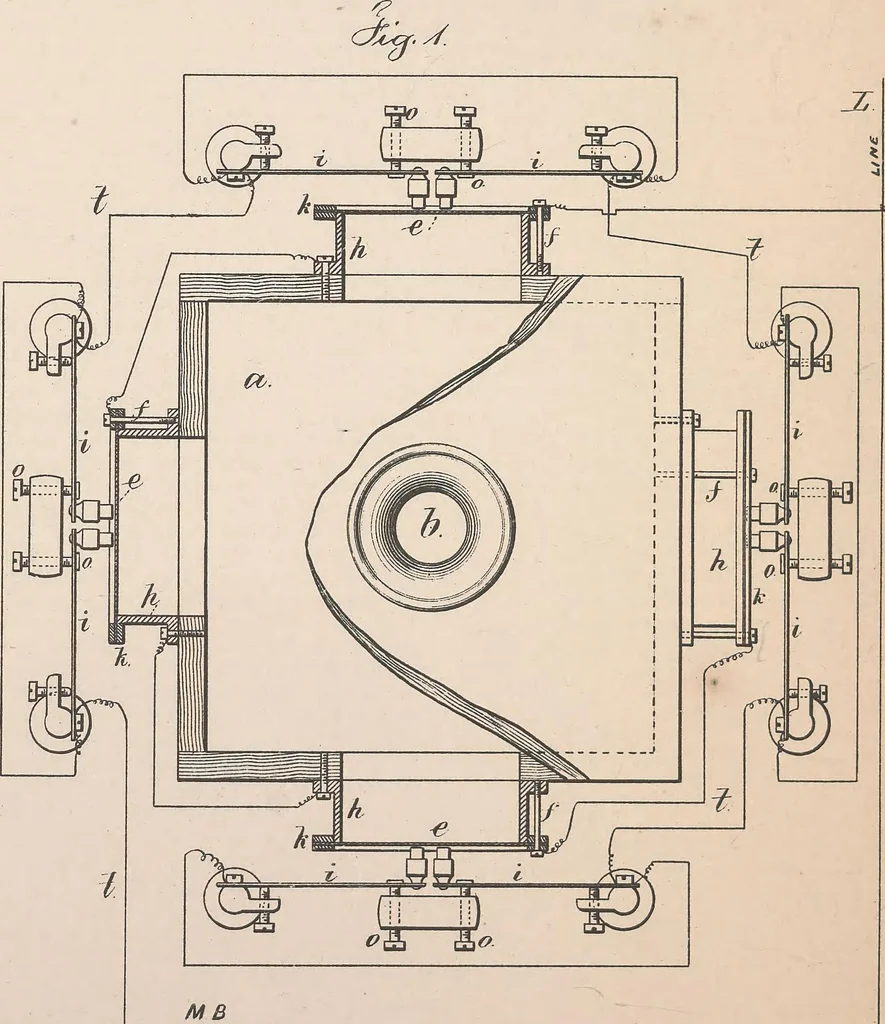 An illustration from Collection of United States patents granted to Thomas A. Edison, 1869-1884, 1869, leaf 591