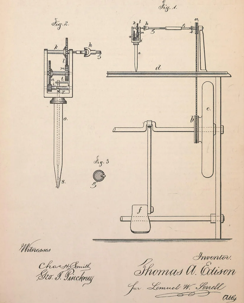An illustration from Collection of United States patents granted to Thomas A. Edison, 1869-1884, 1869, leaf 619