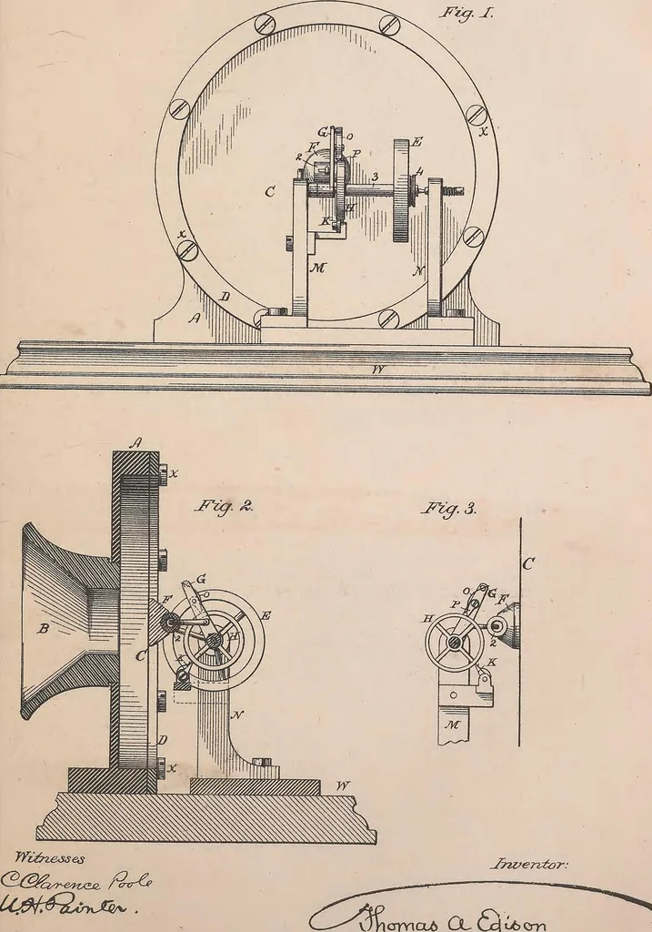 An illustration from Collection of United States patents granted to Thomas A. Edison, 1869-1884, 1869, leaf 646