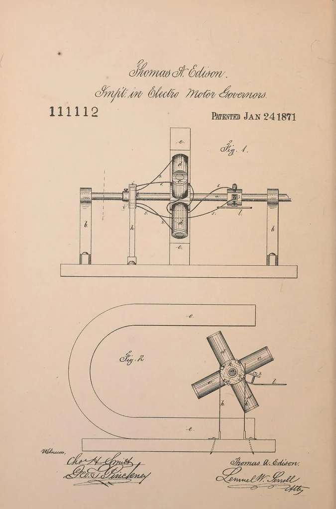An illustration from Collection of United States patents granted to Thomas A. Edison, 1869-1884, 1869, leaf 65