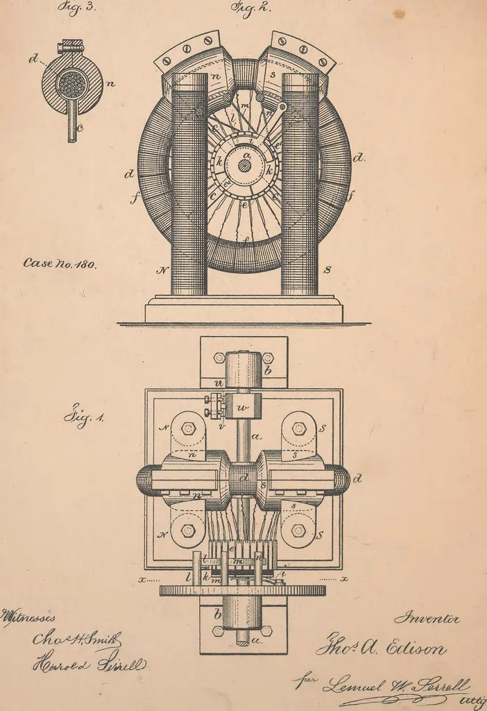 An illustration from Collection of United States patents granted to Thomas A. Edison, 1869-1884, 1869, leaf 679