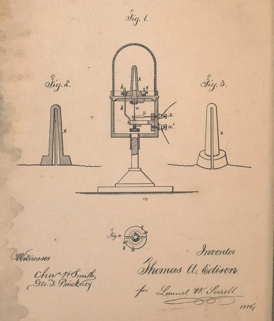 An illustration from Collection of United States patents granted to Thomas A. Edison, 1869-1884, 1869, leaf 685