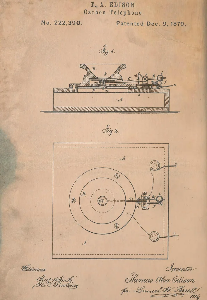 An illustration from Collection of United States patents granted to Thomas A. Edison, 1869-1884, 1869, leaf 703