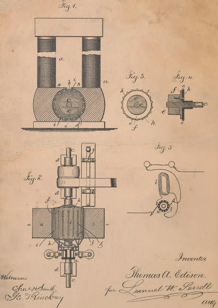 An illustration from Collection of United States patents granted to Thomas A. Edison, 1869-1884, 1869, leaf 707