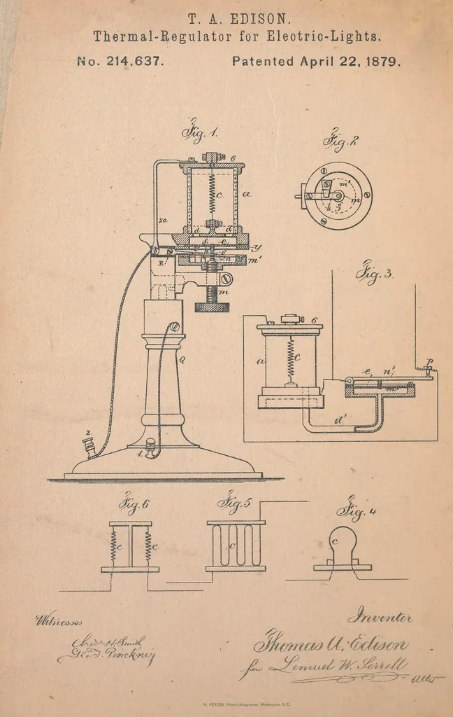 An illustration from Collection of United States patents granted to Thomas A. Edison, 1869-1884, 1869, leaf 715