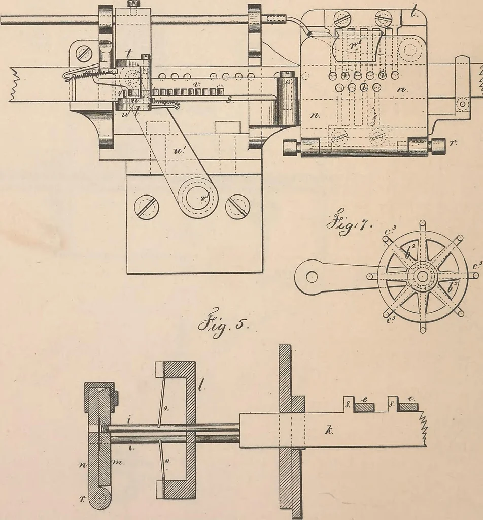 An illustration from Collection of United States patents granted to Thomas A. Edison, 1869-1884, 1869, leaf 97