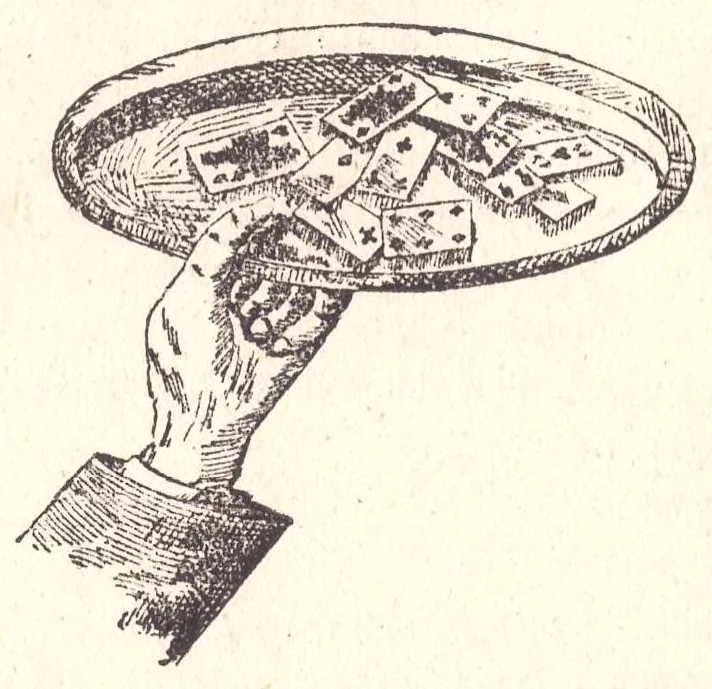 An illustration from Manuale dei giuochi di prestigio e calcolo colle carte, 1905, leaf 75