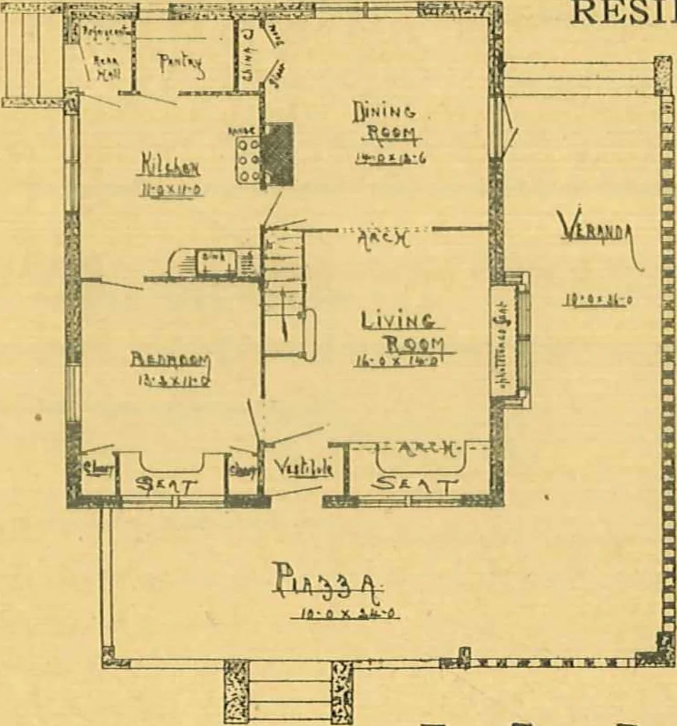 An illustration from Concrete cottages, 1910, leaf 3