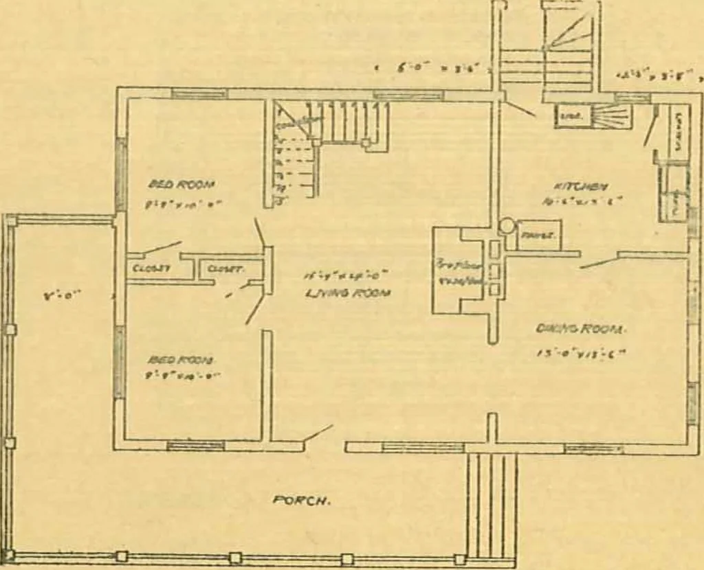 An illustration from Concrete cottages, 1910, leaf 5