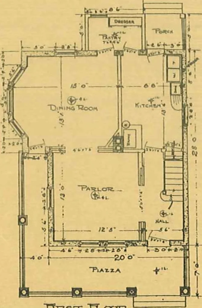 An illustration from Concrete cottages, 1910, leaf 7