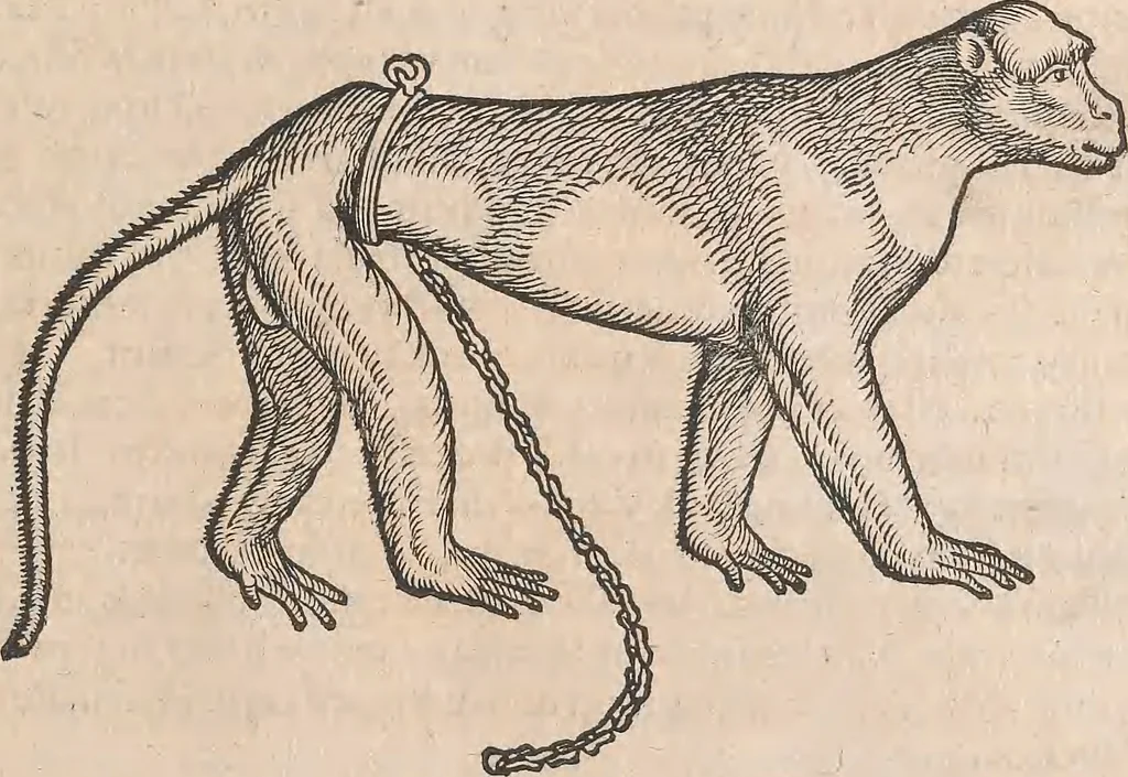 An illustration from Conradi Gesneri medici Tigurini Historiæ animalium Lib. I. de quadrupedibus uiuiparis : opus philosophis, medicis, grammaticis, philologis, poëtis, & omnibus rerum linguarumq́; uariarum studiosis, utilissimum simul iucundissimumq́; futurum .., 1551, leaf 1010
