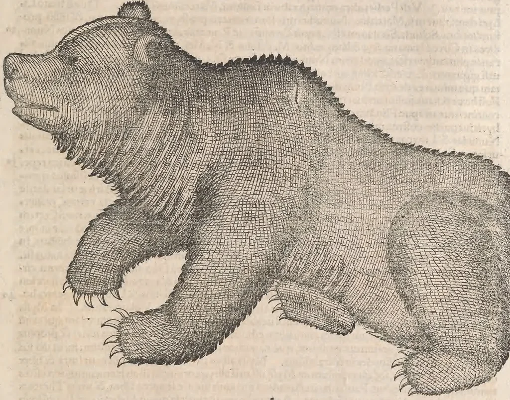 An illustration from Conradi Gesneri medici Tigurini Historiæ animalium Lib. I. de quadrupedibus uiuiparis : opus philosophis, medicis, grammaticis, philologis, poëtis, & omnibus rerum linguarumq́; uariarum studiosis, utilissimum simul iucundissimumq́; futurum .., 1551, leaf 1108