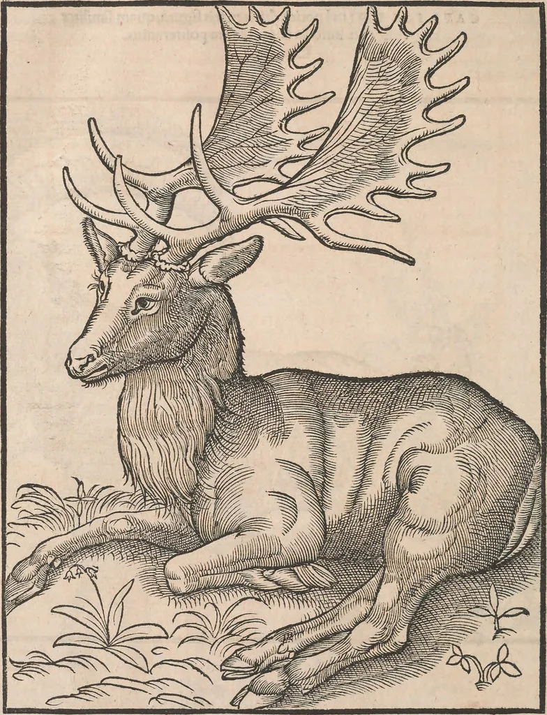 An illustration from Conradi Gesneri medici Tigurini Historiæ animalium Lib. I. de quadrupedibus uiuiparis : opus philosophis, medicis, grammaticis, philologis, poëtis, & omnibus rerum linguarumq́; uariarum studiosis, utilissimum simul iucundissimumq́; futurum .., 1551, leaf 1143
