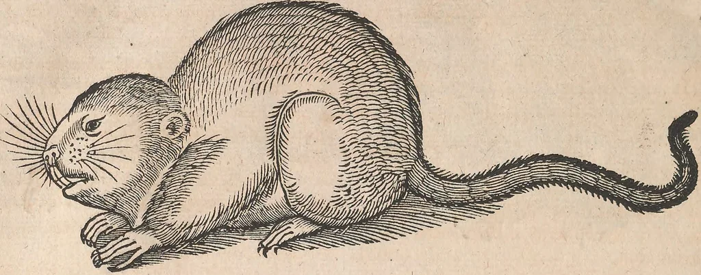 An illustration from Conradi Gesneri medici Tigurini Historiæ animalium Lib. I. de quadrupedibus uiuiparis : opus philosophis, medicis, grammaticis, philologis, poëtis, & omnibus rerum linguarumq́; uariarum studiosis, utilissimum simul iucundissimumq́; futurum .., 1551, leaf 1147