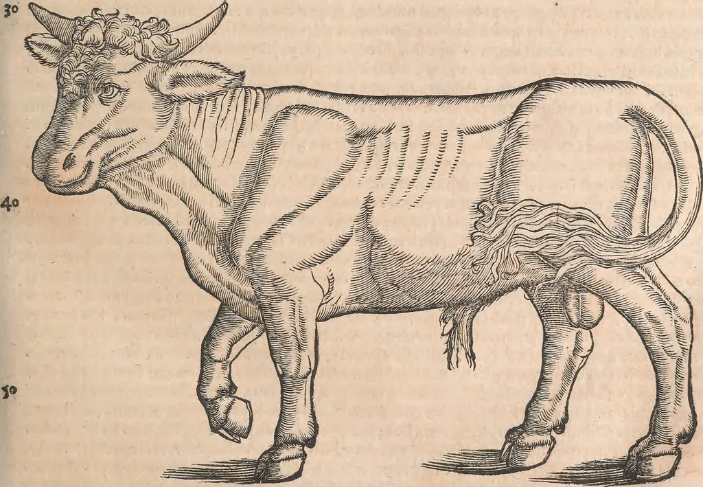 An illustration from Conradi Gesneri medici Tigurini Historiæ animalium Lib. I. de quadrupedibus uiuiparis : opus philosophis, medicis, grammaticis, philologis, poëtis, & omnibus rerum linguarumq́; uariarum studiosis, utilissimum simul iucundissimumq́; futurum .., 1551, leaf 146