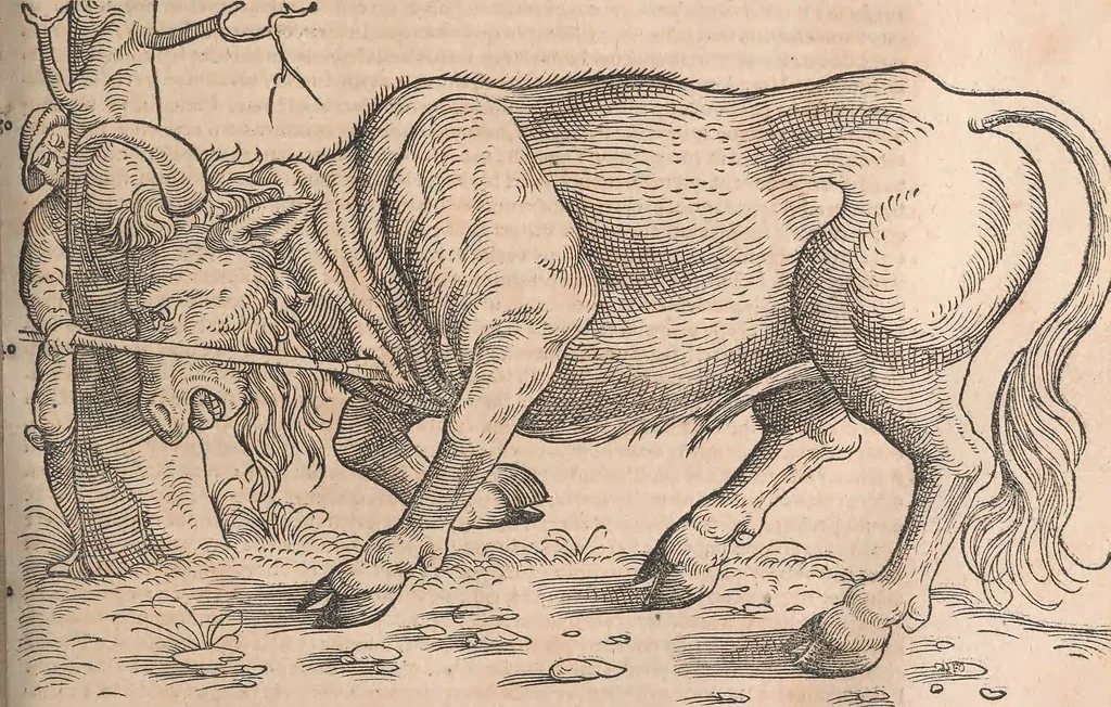 An illustration from Conradi Gesneri medici Tigurini Historiæ animalium Lib. I. de quadrupedibus uiuiparis : opus philosophis, medicis, grammaticis, philologis, poëtis, & omnibus rerum linguarumq́; uariarum studiosis, utilissimum simul iucundissimumq́; futurum .., 1551, leaf 200
