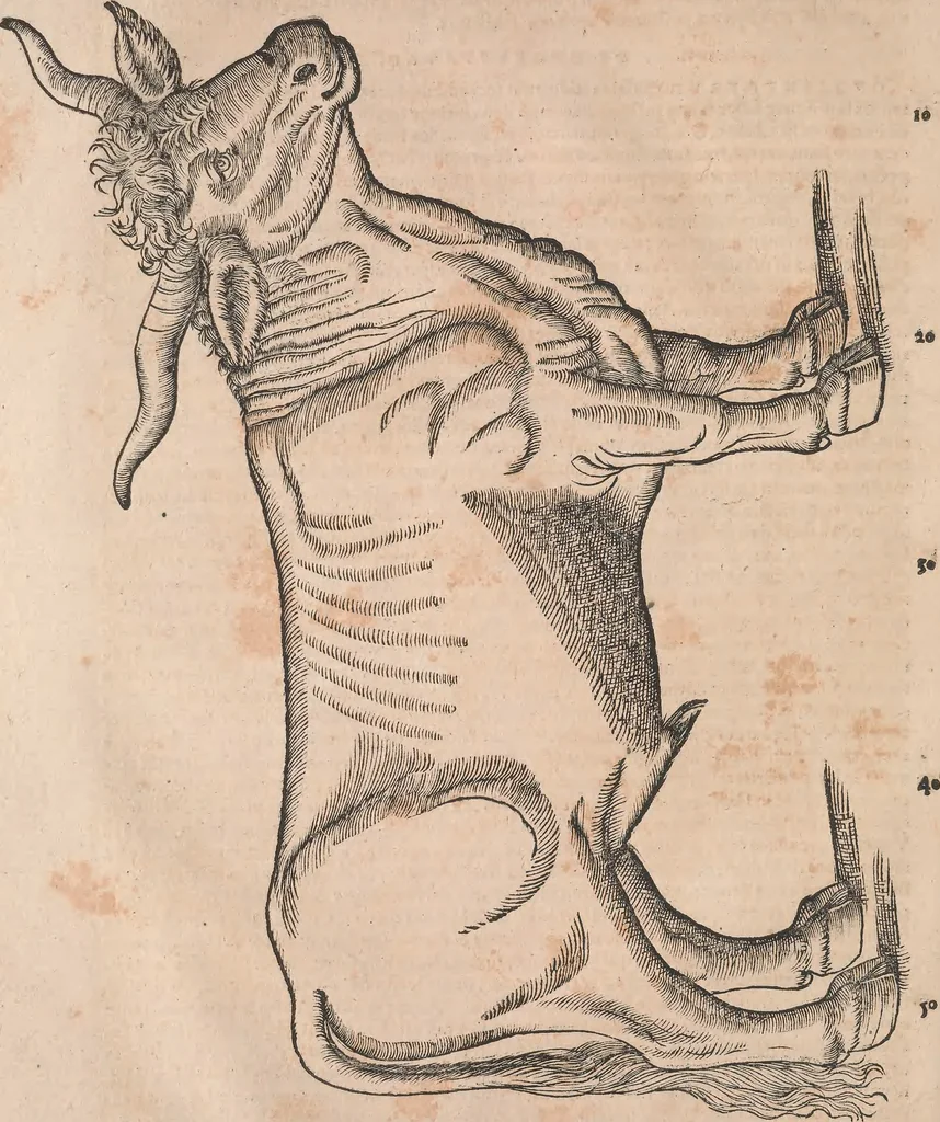 An illustration from Conradi Gesneri medici Tigurini Historiæ animalium Lib. I. de quadrupedibus uiuiparis : opus philosophis, medicis, grammaticis, philologis, poëtis, & omnibus rerum linguarumq́; uariarum studiosis, utilissimum simul iucundissimumq́; futurum .., 1551, leaf 67