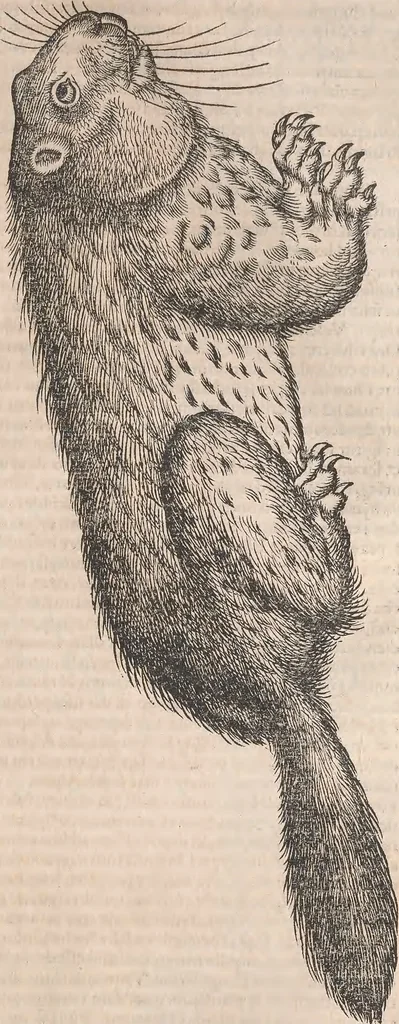 An illustration from Conradi Gesneri medici Tigurini Historiæ animalium Lib. I. de quadrupedibus uiuiparis : opus philosophis, medicis, grammaticis, philologis, poëtis, & omnibus rerum linguarumq́; uariarum studiosis, utilissimum simul iucundissimumq́; futurum .., 1551, leaf 884