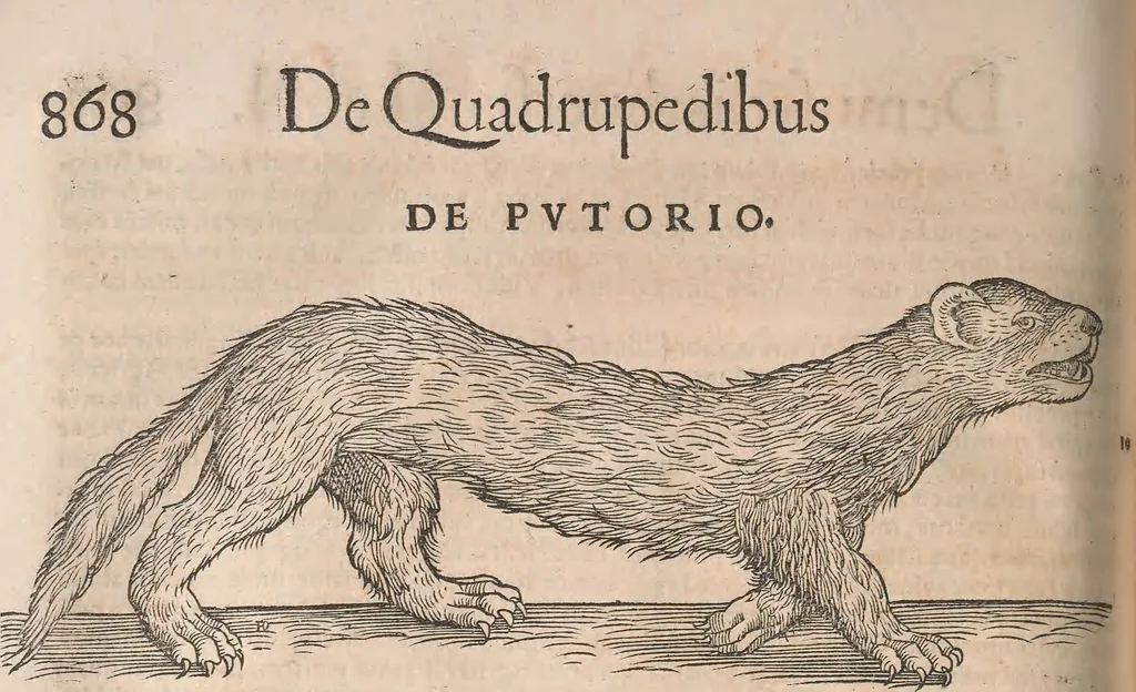 An illustration from Conradi Gesneri medici Tigurini Historiæ animalium Lib. I. de quadrupedibus uiuiparis : opus philosophis, medicis, grammaticis, philologis, poëtis, & omnibus rerum linguarumq́; uariarum studiosis, utilissimum simul iucundissimumq́; futurum .., 1551, leaf 911