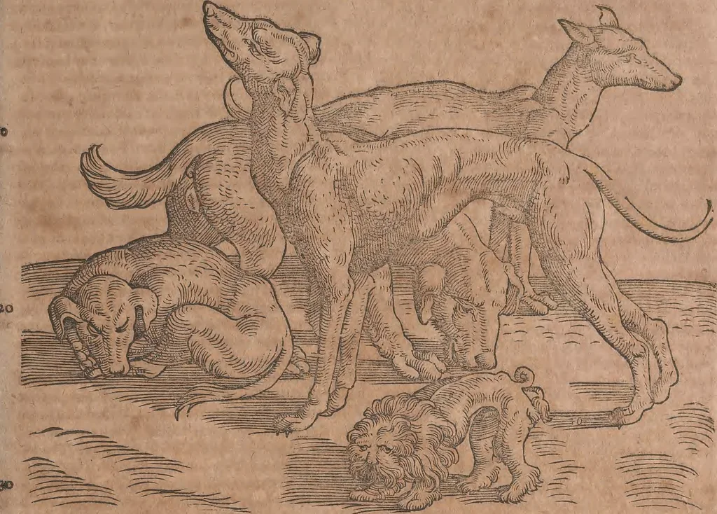 An illustration from Conradi Gesneri medici Tigurini Historiae animalium liber primus de quadrupedibus viuiparis : opus philosophis, medicis, grammaticis, philologis, poëtis, & omnibus rerum linguarumq́ue variarum studiosis, vtilissimum simul iucundissimumq́ue futurum, 1602, leaf 206