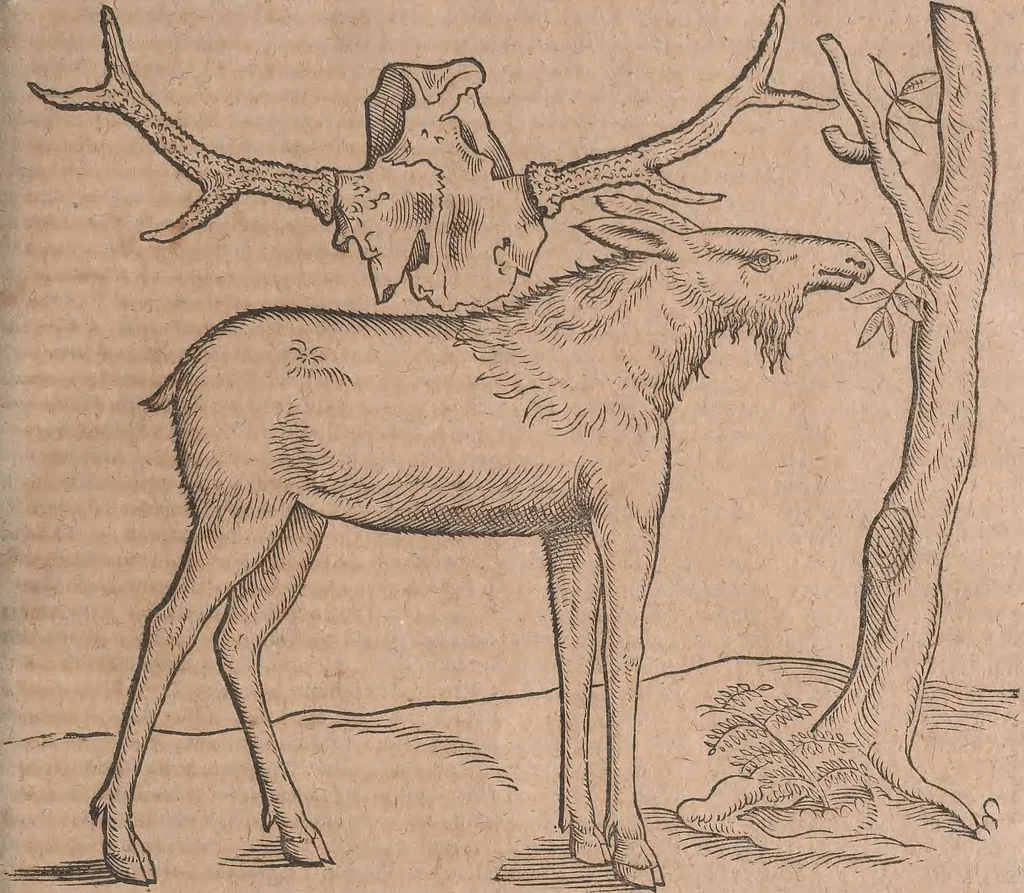 An illustration from Conradi Gesneri medici Tigurini Historiae animalium liber primus de quadrupedibus viuiparis : opus philosophis, medicis, grammaticis, philologis, poëtis, & omnibus rerum linguarumq́ue variarum studiosis, vtilissimum simul iucundissimumq́ue futurum, 1602, leaf 536
