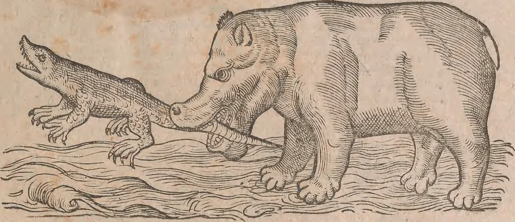 An illustration from Conradi Gesneri medici Tigurini Historiae animalium liber primus de quadrupedibus viuiparis : opus philosophis, medicis, grammaticis, philologis, poëtis, & omnibus rerum linguarumq́ue variarum studiosis, vtilissimum simul iucundissimumq́ue futurum, 1602, leaf 538