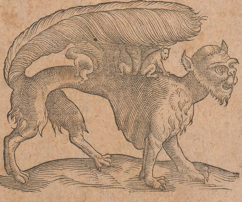 An illustration from Conradi Gesneri medici Tigurini Historiae animalium liber primus de quadrupedibus viuiparis : opus philosophis, medicis, grammaticis, philologis, poëtis, & omnibus rerum linguarumq́ue variarum studiosis, vtilissimum simul iucundissimumq́ue futurum, 1602, leaf 6