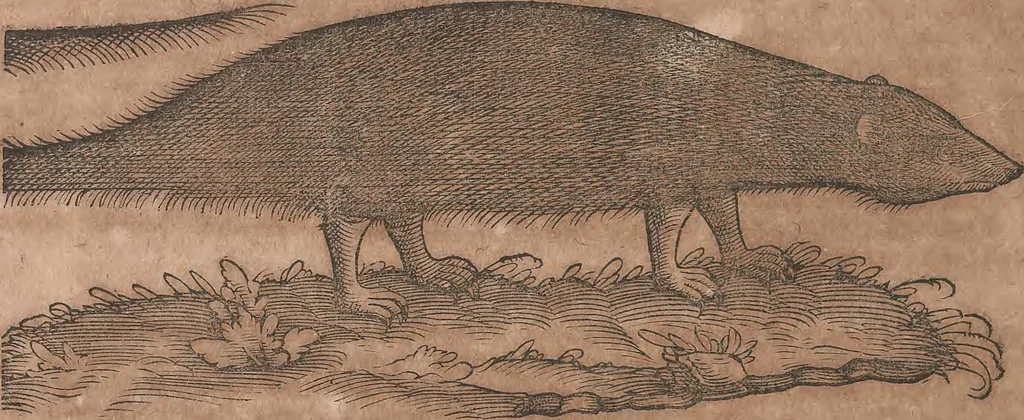 An illustration from Conradi Gesneri medici Tigurini Historiae animalium liber primus de quadrupedibus viuiparis : opus philosophis, medicis, grammaticis, philologis, poëtis, & omnibus rerum linguarumq́ue variarum studiosis, vtilissimum simul iucundissimumq́ue futurum, 1602, leaf 611