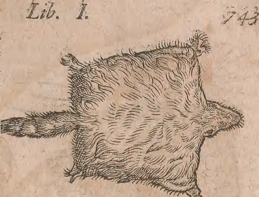 An illustration from Conradi Gesneri medici Tigurini Historiae animalium liber primus de quadrupedibus viuiparis : opus philosophis, medicis, grammaticis, philologis, poëtis, & omnibus rerum linguarumq́ue variarum studiosis, vtilissimum simul iucundissimumq́ue futurum, 1602, leaf 788