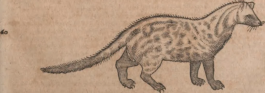 An illustration from Conradi Gesneri medici Tigurini Historiae animalium liber primus de quadrupedibus viuiparis : opus philosophis, medicis, grammaticis, philologis, poëtis, & omnibus rerum linguarumq́ue variarum studiosis, vtilissimum simul iucundissimumq́ue futurum, 1602, leaf 882