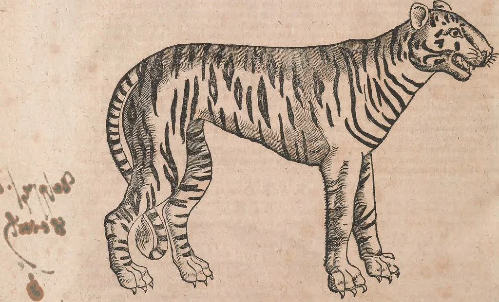 An illustration from Conradi Gesneri medici Tigurini Historiae animalium liber primus de quadrupedibus viuiparis : opus philosophis, medicis, grammaticis, philologis, poëtis, & omnibus rerum linguarumq́ue variarum studiosis, vtilissimum simul iucundissimumq́ue futurum, 1602, leaf 981