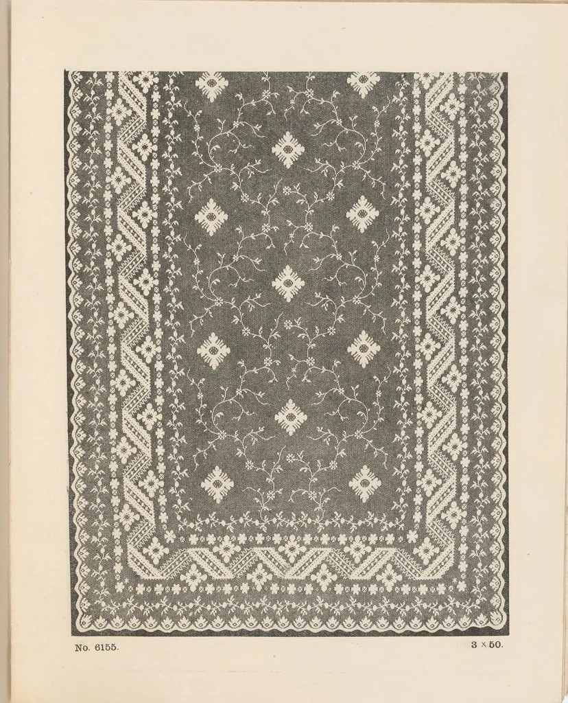 An illustration from New designs in lace curtains 1893 / from Copestake, Lindsay, Crampton & Co., 1893, leaf 10