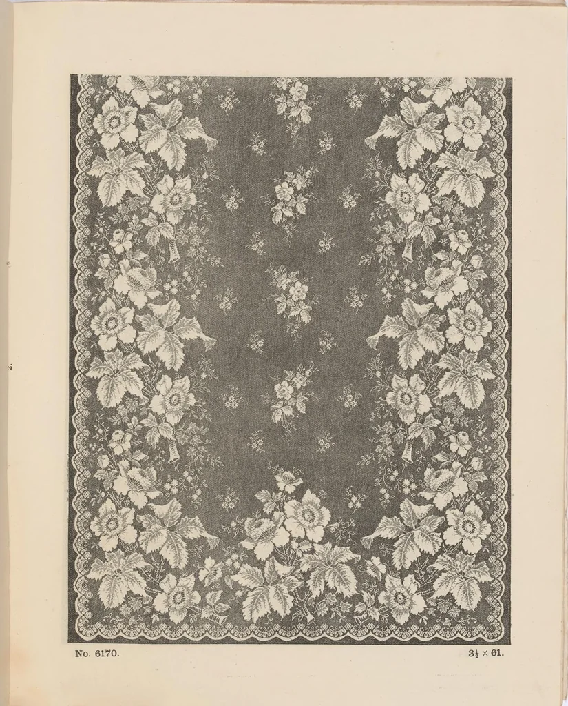 An illustration from New designs in lace curtains 1893 / from Copestake, Lindsay, Crampton & Co., 1893, leaf 16