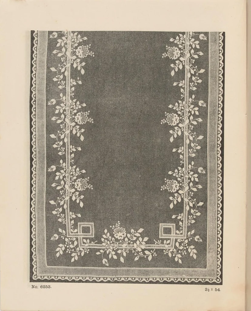 An illustration from New designs in lace curtains 1893 / from Copestake, Lindsay, Crampton & Co., 1893, leaf 19