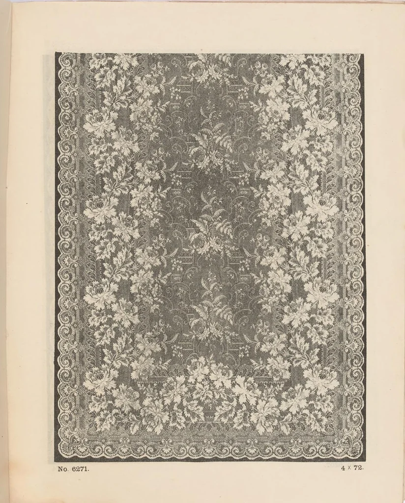 An illustration from New designs in lace curtains 1893 / from Copestake, Lindsay, Crampton & Co., 1893, leaf 20