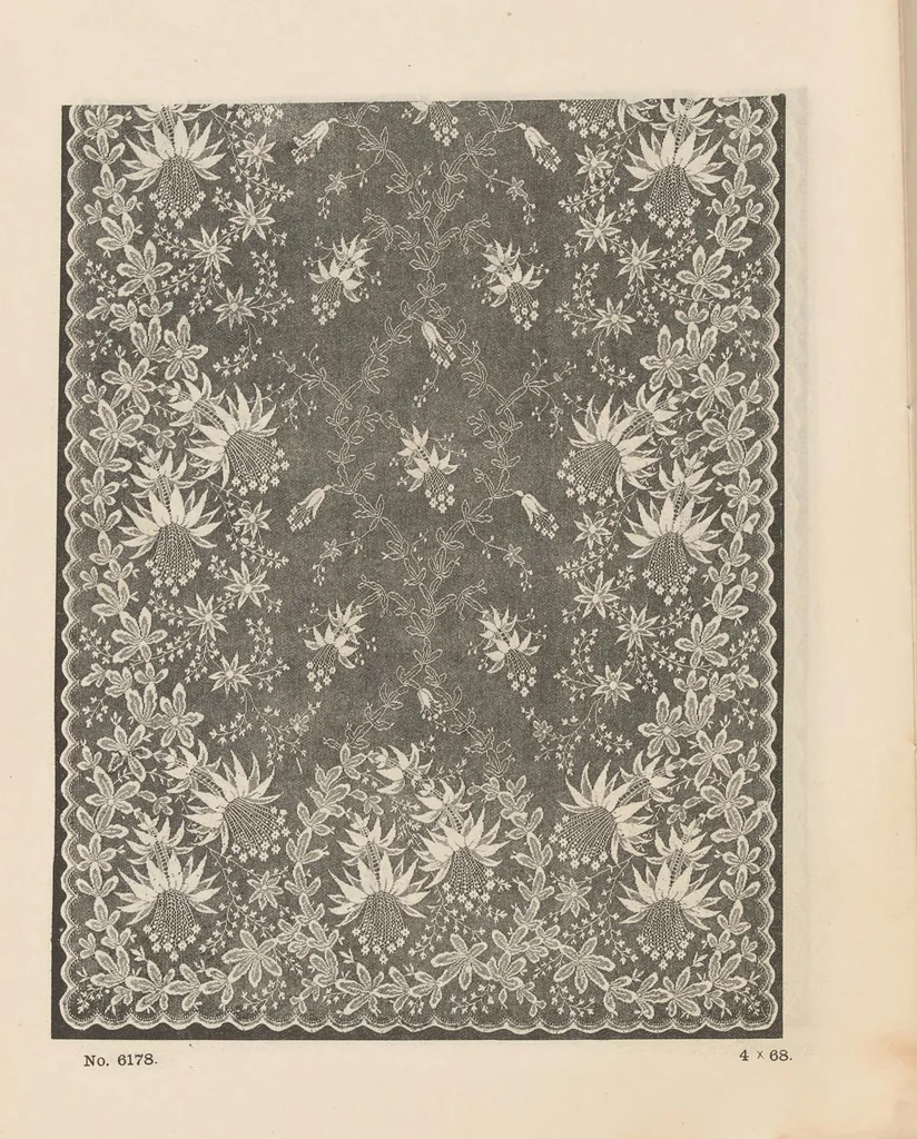 An illustration from New designs in lace curtains 1893 / from Copestake, Lindsay, Crampton & Co., 1893, leaf 23