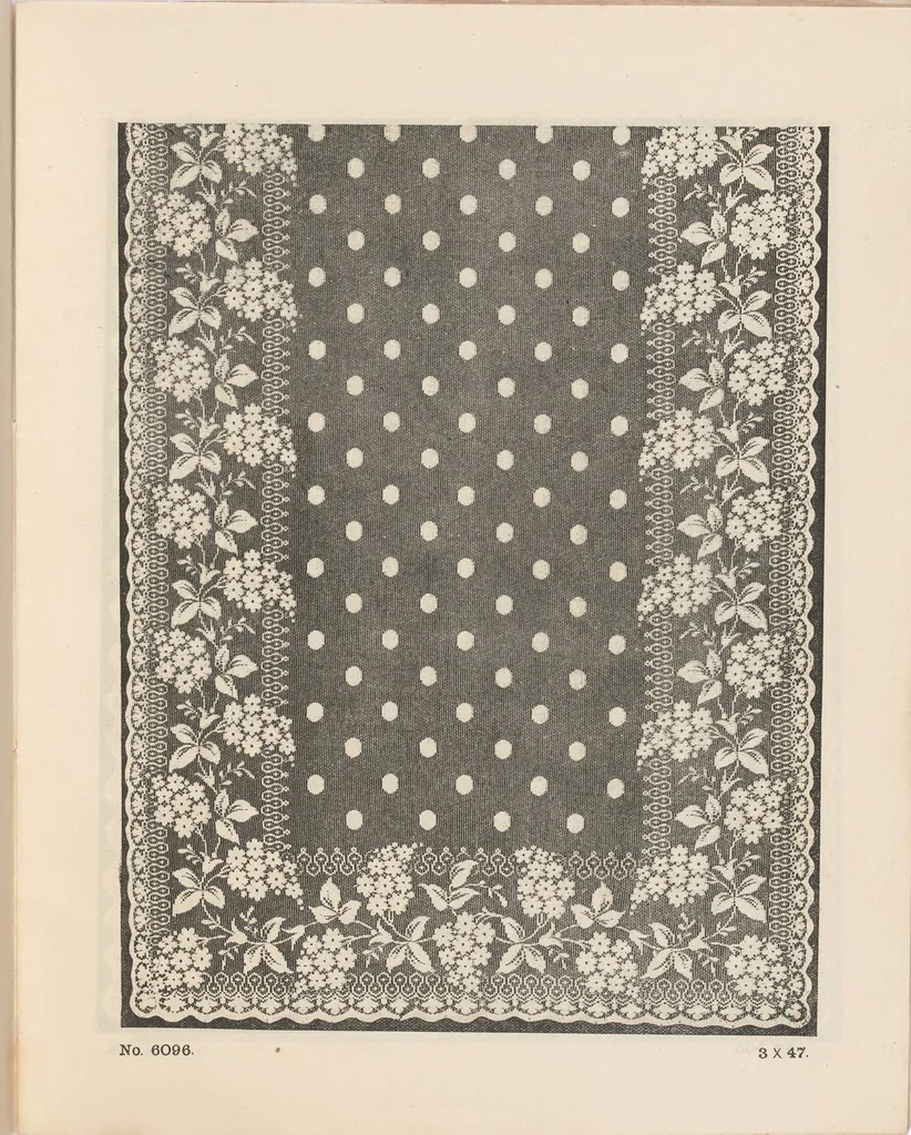 An illustration from New designs in lace curtains 1893 / from Copestake, Lindsay, Crampton & Co., 1893, leaf 6