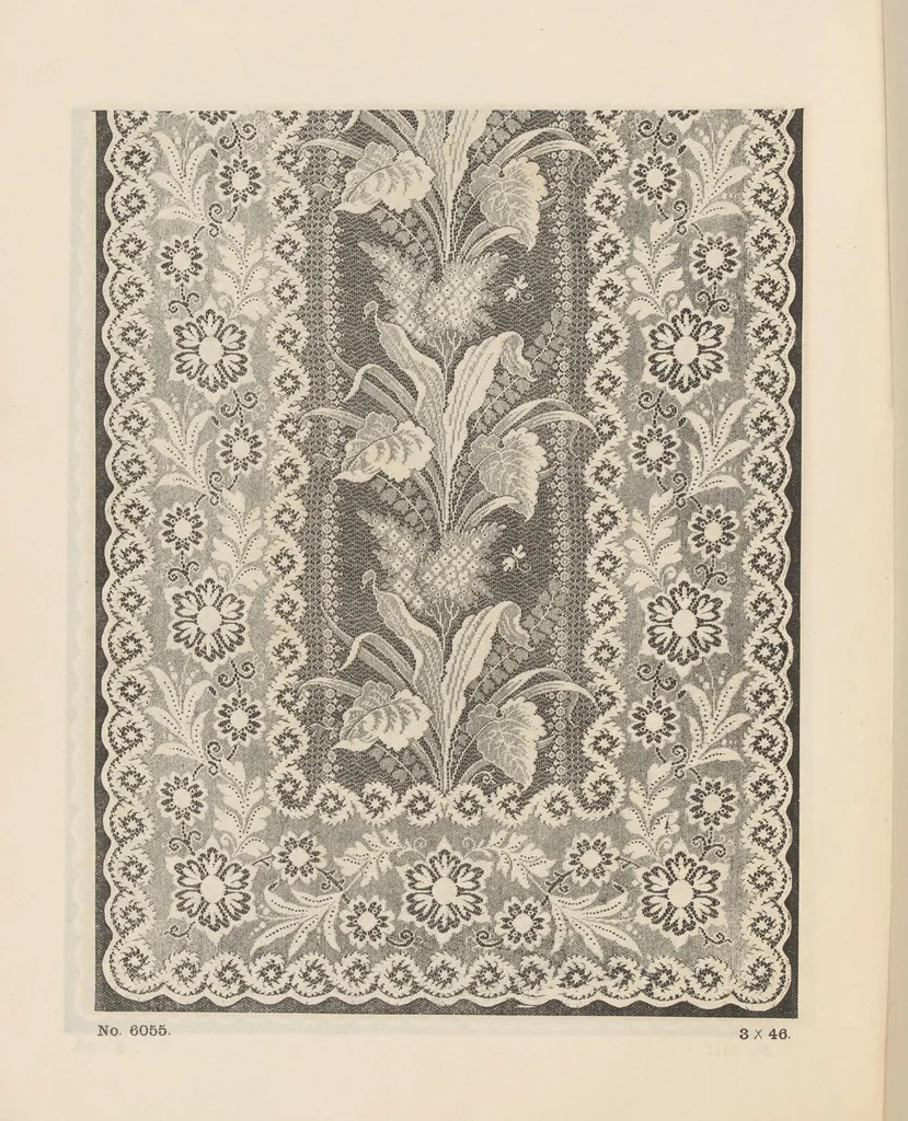 An illustration from New designs in lace curtains 1893 / from Copestake, Lindsay, Crampton & Co., 1893, leaf 9