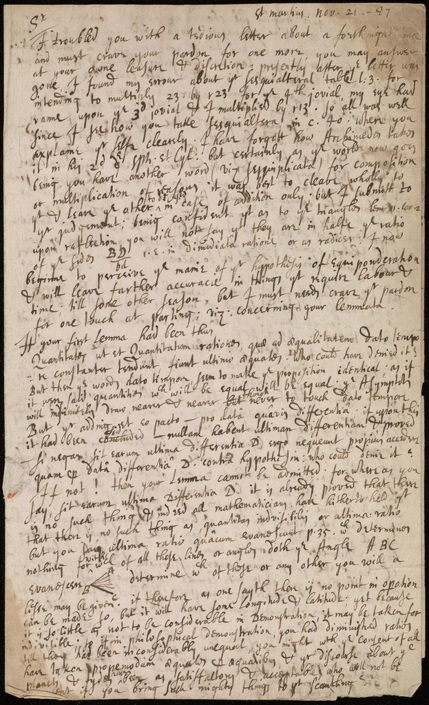 An illustration from Correspondence [manuscript], 1687, leaf 27
