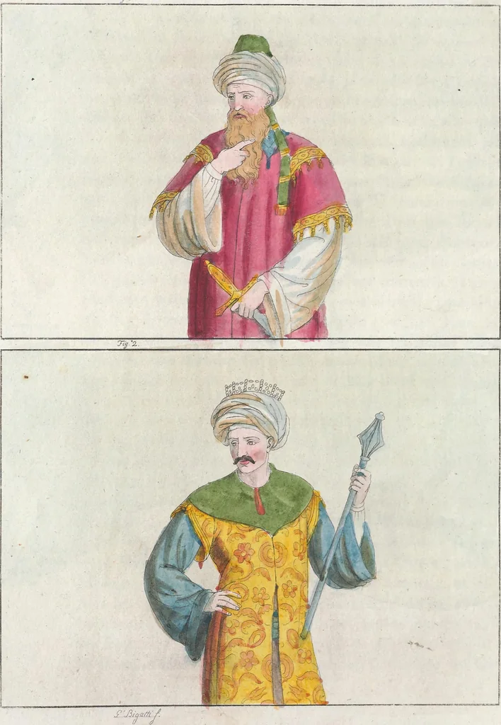 An illustration from Le Costume ancien et moderne ; ou, Histoire du gouvernement, de la milice, de la religion, des arts, sciences et usages de tous les peuples anciens et modernes, d'après les monumens de l'antiquité et accompagné de dessins analogues au sujet, 1815, leaf 109