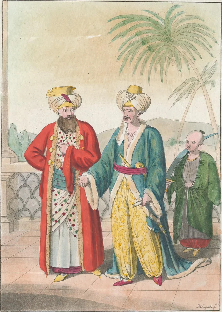 An illustration from Le Costume ancien et moderne ; ou, Histoire du gouvernement, de la milice, de la religion, des arts, sciences et usages de tous les peuples anciens et modernes, d'après les monumens de l'antiquité et accompagné de dessins analogues au sujet, 1815, leaf 123